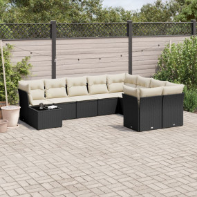 Garden Sofa Set Black PE Rattan Large Modular Garden So...