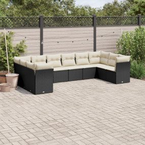 Garden Sofa Set Black and Cream White