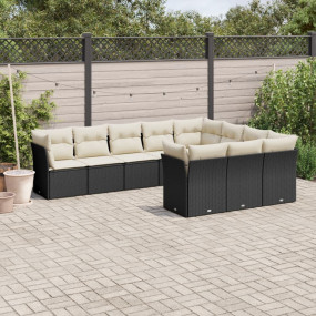 Garden Sofa Set Black, Cream White