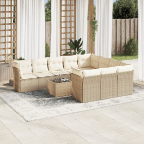 Garden Sofa Set Beige PE rattan Large Adjustable Feet