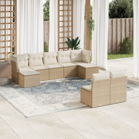 Garden Sofa Set Beige PE rattan Large Modular Garden So...