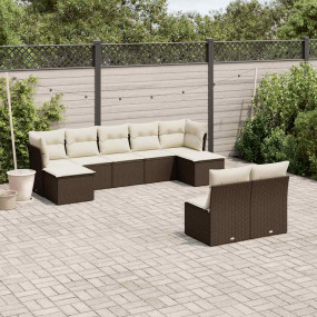 Garden Sofa Set Brown PE Rattan Large Modular Garden So...
