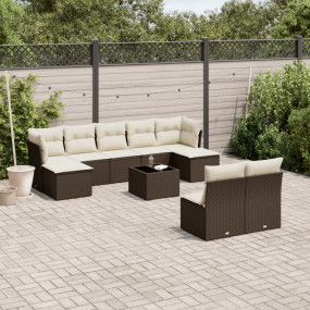 Garden Sofa Set Brown, Cream White