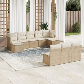 Garden Sofa Set Beige PE rattan, powder-coated steel, 1...