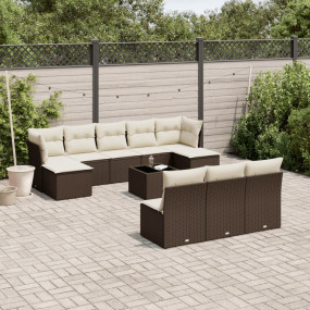 Garden Sofa Set Brown, Cream White