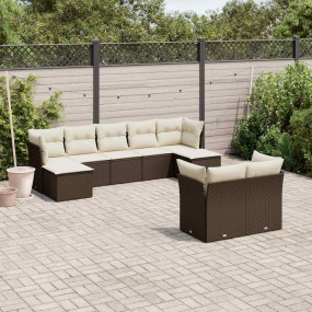 Garden Sofa Set Brown, Cream White