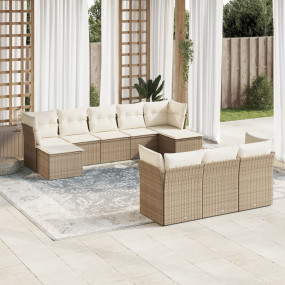 Garden Sofa Set Beige PE rattan, powder-coated steel, 1...