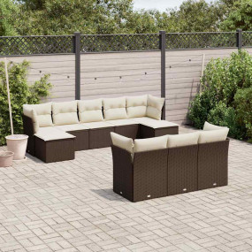 Garden Sofa Set Brown, Cream White PE rattan, powder-co...