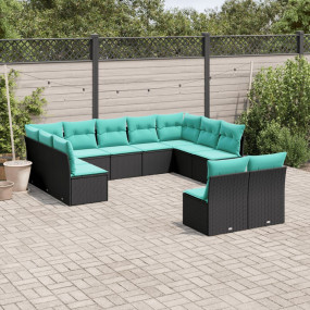 Garden Sofa Set Black, Blue
