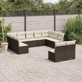 Garden Sofa Set Brown, Cream