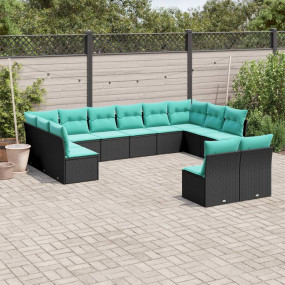 Garden Sofa Set Black, Blue
