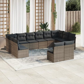 Garden Sofa Set Grey PE rattan Large Adjustable Feet