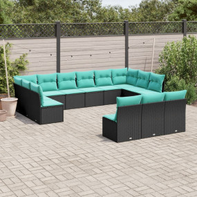 Garden Sofa Set Black, Blue