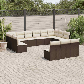 Garden Sofa Set Brown PE rattan, Powder-coated steel La...