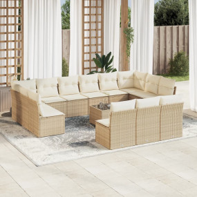 Garden Sofa Set Beige PE rattan Large Modular Garden So...