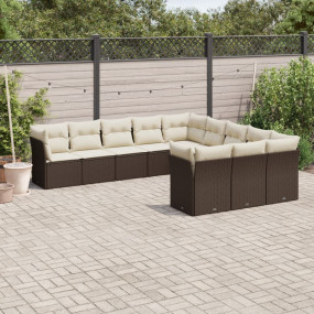 Garden Sofa Set Brown, Cream white