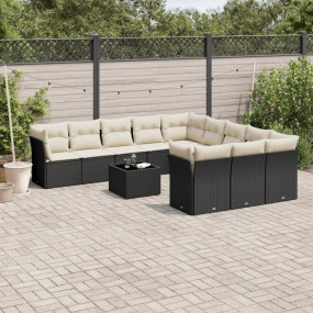 Garden Sofa Set Black and Cream