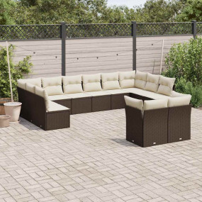 Garden Sofa Set Brown PE Rattan Large Modular Garden So...