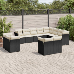 Garden Sofa Set Black, Cream White