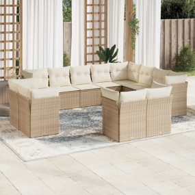 Garden Sofa Set Beige PE Rattan 12 Piece Set Modular