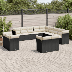 Garden Sofa Set Black, Cream White