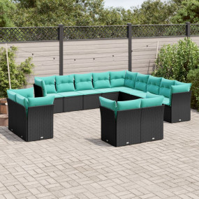 Garden Sofa Set Black, Blue