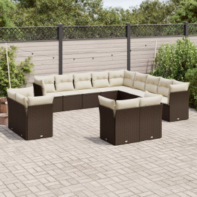 Garden Sofa Set Brown and Cream White