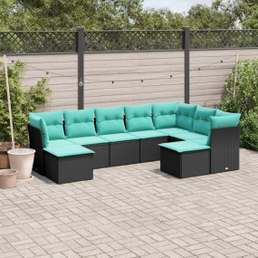 Garden Sofa Set Black, Blue
