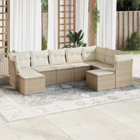 Garden Sofa Set Beige and Cream PE rattan and Powder-Co...