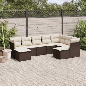 Garden Sofa Set Brown and Cream White PE rattan, powder...