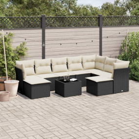 Garden Sofa Set Black and Cream White