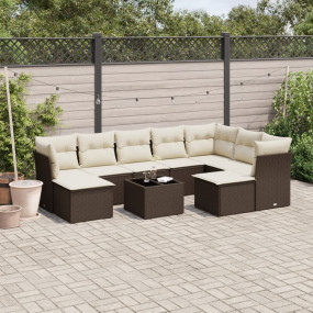 Garden Sofa Set Brown, Cream White
