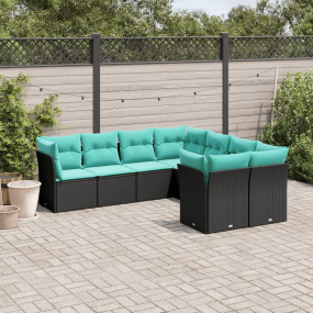 Garden Sofa Set Black, Blue
