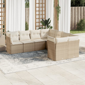 Garden Sofa Set Beige PE Rattan Large Modular Garden So...