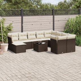 Garden Sofa Set Brown, Cream White