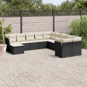 Garden Sofa Set Black, Cream
