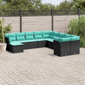 Garden Sofa Set Black, Blue