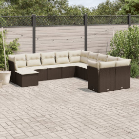 Garden Sofa Set Brown, Cream White