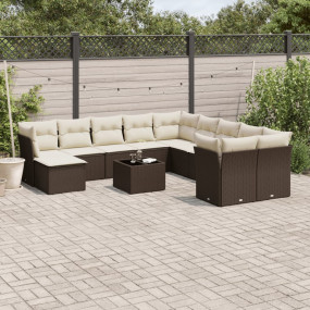 Garden Sofa Set Brown PE Rattan Large Modular Garden So...