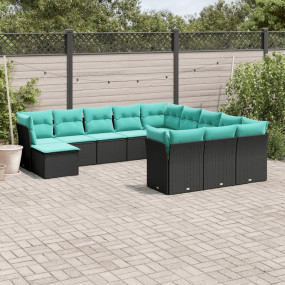 Garden Sofa Set Black, Blue