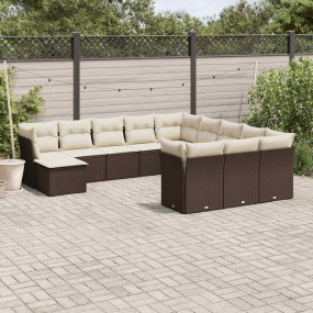Garden Sofa Set Brown (sofa), Cream white (cushions)
