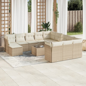 Garden Sofa Set Beige PE rattan Large Adjustable Feet