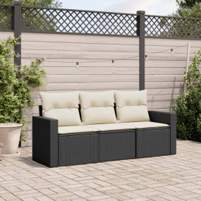 Garden Sofa Set Black Sofa, Cream Cushions