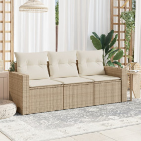 Garden Sofa Set Beige PE rattan, powder-coated steel Me...