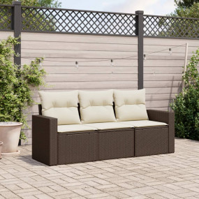 Garden Sofa Set Brown, Cream White