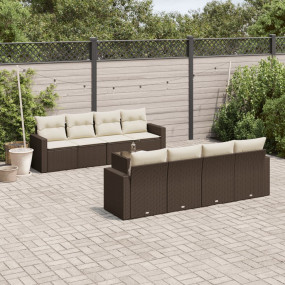 Garden Sofa Set Brown Poly Rattan Large UV-resistant ma...