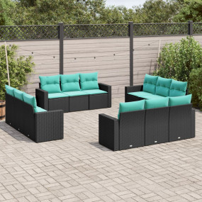Garden Sofa Set Black and Blue