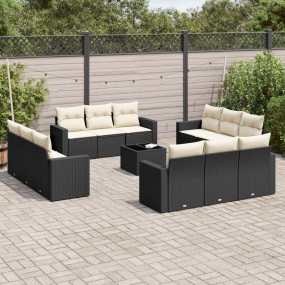 Garden Sofa Set Black, Cream White