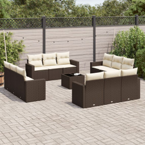 Garden Sofa Set Brown, Cream White