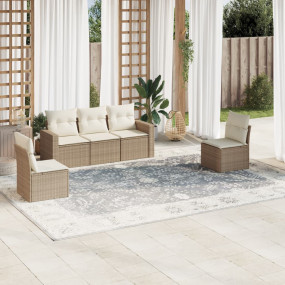 Garden Sofa Set Beige PE rattan, powder-coated steel St...